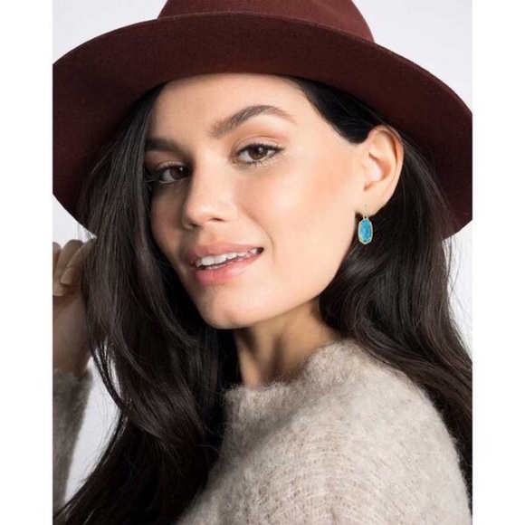 KENDRA SCOTT Lee Earrings Bronze Veined Turquoise - Picture 2 of 3